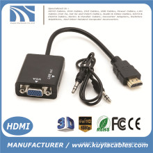 HDMI Male to VGA Female avec audio HD Video Cable Converter Adapter 1080P pour PC